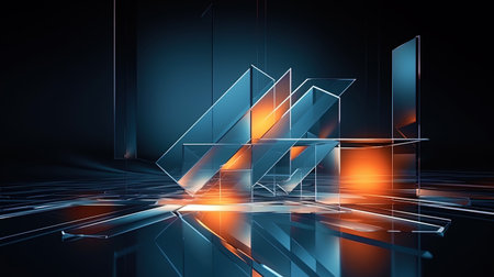 Abstraction with geometric shapes and light linesの素材