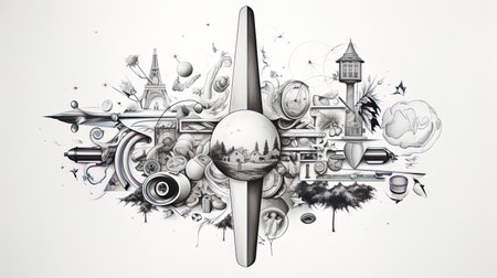 Graphic drawing with personal icons and symbolsの素材