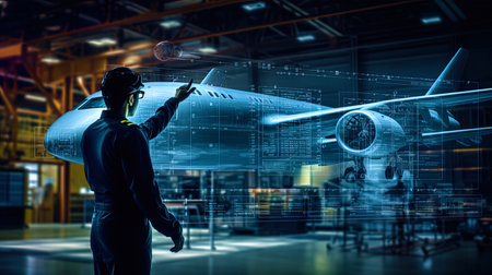 Aviation engineer developing innovative technologies in aviationの素材