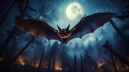 Bat in the night skyの素材