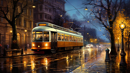 The energy of the city is in the movement of the night, flickering lanterns, lively streets and aの素材