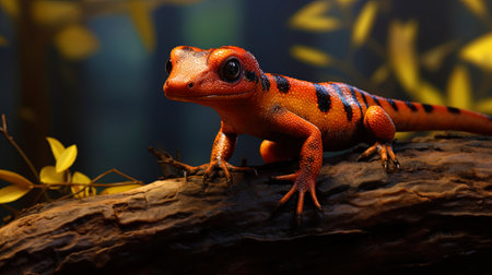 Salamander, capable of surviving at high temperatures and forest firesの素材