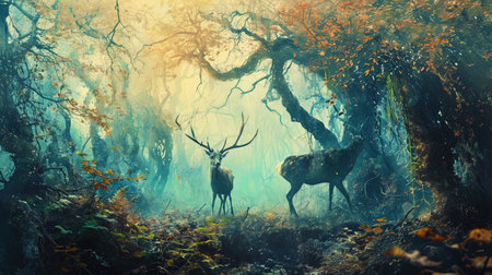 Figures resembling abstract animals create the impression of the world of fantasies.の素材