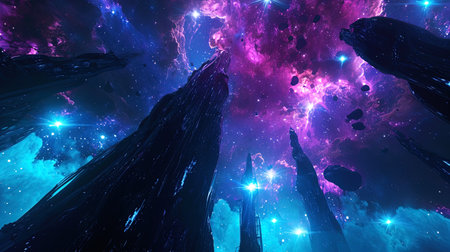 Intergalactic gas pillars that create incredible light games.の素材
