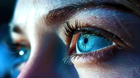 Inspirational eyes with an intense blue tint, like an awkward sky on a sunny day.の素材