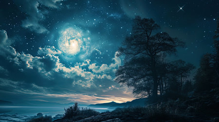 The magic of the night, where the stars create enchanting forms and patterns on the dark heavenly.の素材