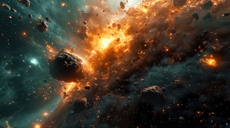 The sparkling residues of supernovy, reminiscent of the power of space explosions.の素材
