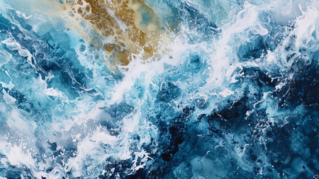 Abstract watercolor picture, inspired by the movement of water and the forms of the tides.の素材
