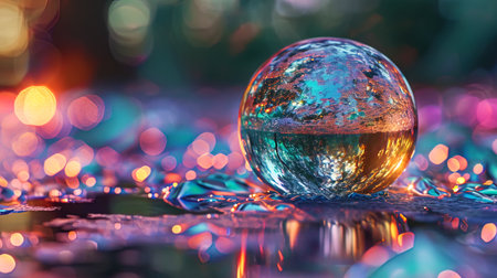 A planet consisting of transparent crystalline layers refracting light in many colors.の素材