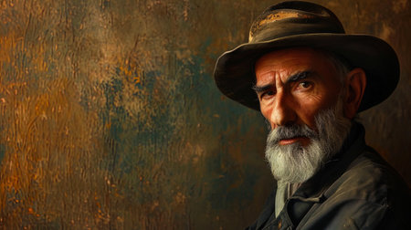 A portrait of a gentleman in an elegant hat, with a neat beard, which is as if transferred from th.の素材