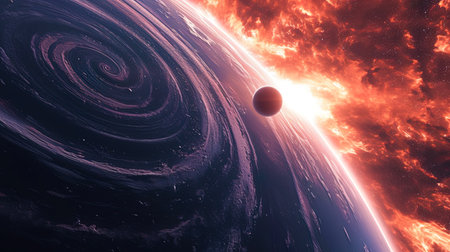 A planet with unique magnetic fields that create luminous spirals in the atmosphere.の素材