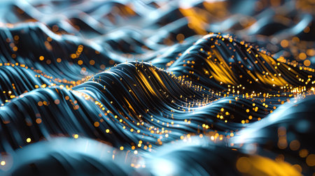 A sparkling wave of metal elements creating a sense of technological progress.の素材