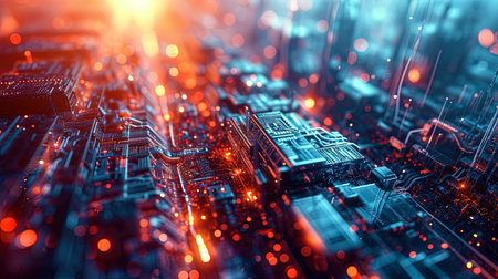 Futuristic abstraction with technological elements, creating a sense of the future world.の素材