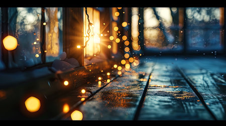 Streams of light and shadows, creating a mysterious New Year atmosphere.の素材