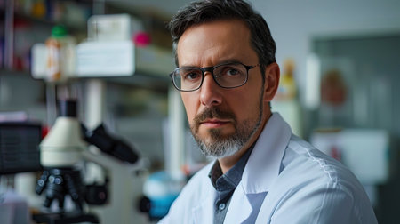 Portrait of a pulmonologist who is engaged in the diagnosis and treatment of diseases of the respi.の素材