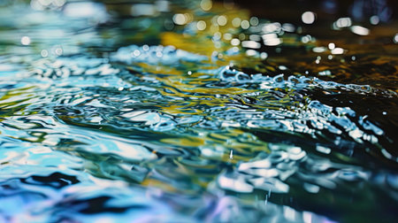 The abstraction of water with a reflection of the surrounding nature, creating the impression of d.の素材