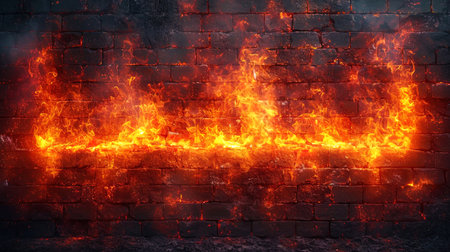 A brick background with a bright fiery shade, as if every brick experienced fire of the furnace.の素材