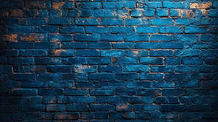 A brick background with dark blue shades that give the surfaces a stylish and modern look.の素材