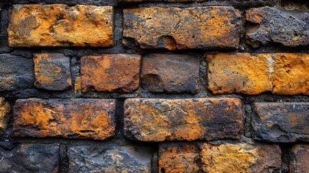 A brick background with the presence of protruding elements creating volume and dynamism.の素材