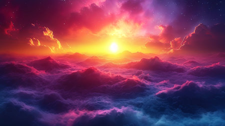 On a gradient background, shades from a light lime to a rich purple are smoothly replaced, creatin.の素材