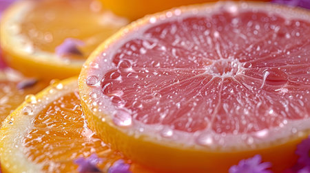 Light lemon shades of the gradient background smoothly turn into soft lavender, creating a feeling.の素材