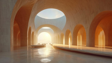 The geometric portal, where lines and patterns intersect, gives the impression of a guiding star i.の素材