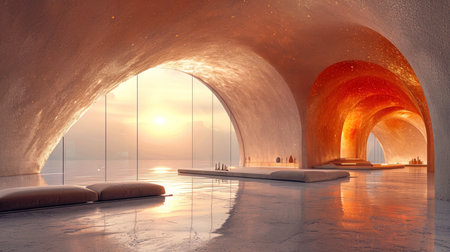 The geometric portal, like a bending galaxy, creates the impression of the inner space.の素材