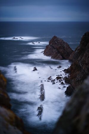 Sunset in the Cabo de Peñas coast last summerの写真素材