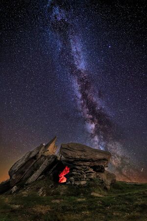 Night photography of The Cobertoria mountain on a summer night IIIIの写真素材
