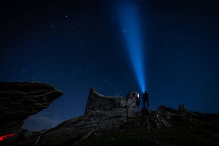 Night photography of The Cobertoria mountain on a summer night IIIの写真素材
