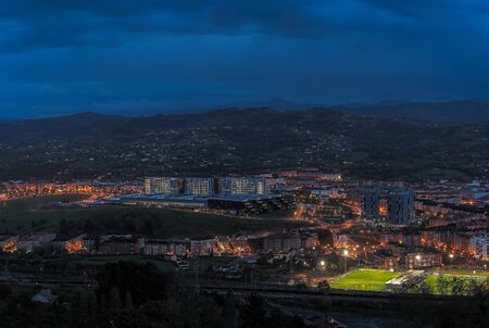 Night photography of Oviedo from the skirt of the naranco mountainの写真素材