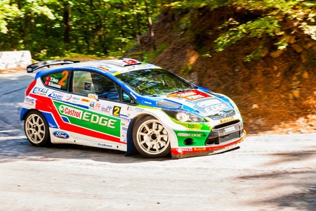 YALTA, UKRAINE - SEPTEMBER 15: Yagiz Avci drives his Ford Fiesta.2012のeditorial素材