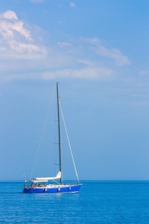 Sailing boat on the high seas. Crimea