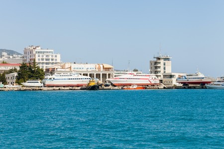 Legendary ship Krymchanin in the port of Yalta. Russiaのeditorial素材