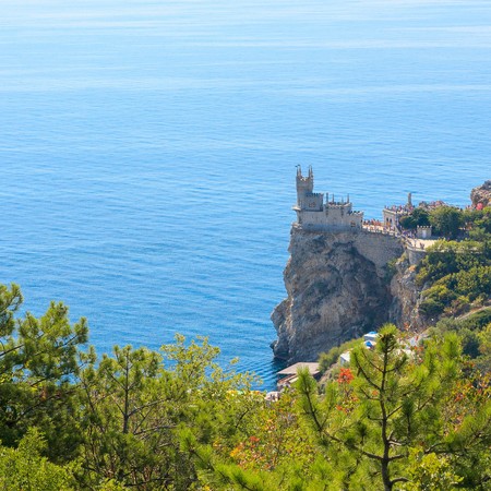 The well-known castle Swallow's Nest near Yalta. Crimea. Ukraine. Russiaのeditorial素材