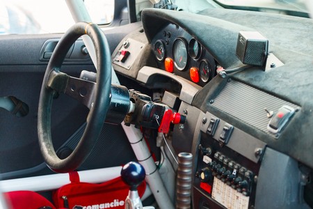 YALTA, UKRAINE - SEPTEMBER 13. Preparing to race WOG Yalta Rally Fest 2013. Cars are racing park, scheduled scan is performed before the race. 1 day. on September 13, 2013 in Yalta, Ukraine.のeditorial素材