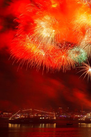 Crimea - 26 July 2015: salute in honor of the Day Russian Navy in Sevastopolのeditorial素材