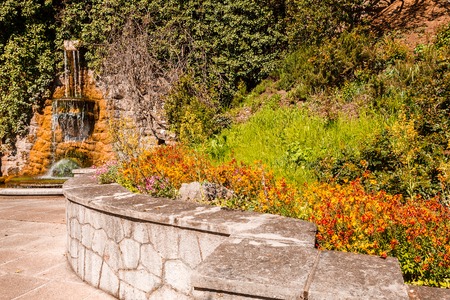 Beautiful park on the southern coast of Crimea in one of the resorts and places for recreation and resort on Black seaの写真素材