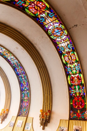 KIEV, UKRAINE - OCTOBER 30:  Abstract vitrage window pattern. Railway funicular station. Kiev , Ukraine. 2010のeditorial素材