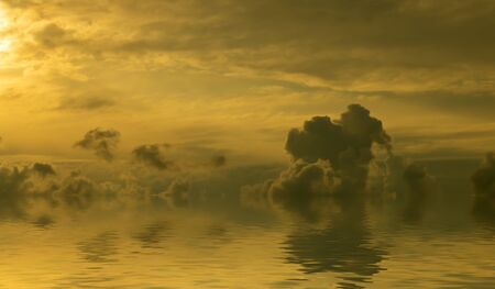 Beautiful sea sunset with Cumulus clouds.Natural compositionの写真素材