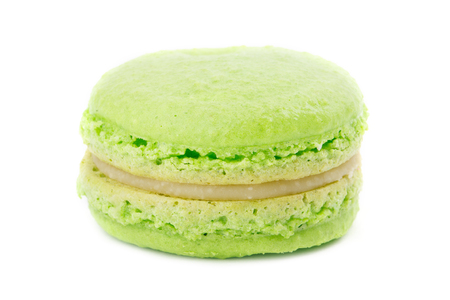 green macaron over white backgroundの写真素材