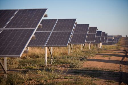 Solar panels. Alternative power supplies. View from above.の写真素材