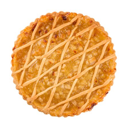 Round lemon pie isolated on a white background.の写真素材
