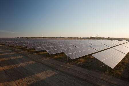 Solar panels. Alternative power supplies. View from above.の写真素材