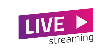 Vector Live Stream sign, emblem, logo. Color gradient. Flat material design. Template for citybanner, website, design, cover, infographics and more. White background. Illustration. Eps10.のイラスト素材