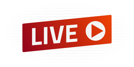 Vector Live Stream sign, emblem, logo. Color gradient. Flat material design. Template for citybanner, website, design, cover, infographics and more. White background. Illustration. Eps10.のイラスト素材