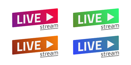 Vector Live Stream sign set, emblem, logo. Color gradient. Flat material design. Template for citybanner, website, design, cover, infographics and more. White background. Illustration. Eps10.のイラスト素材