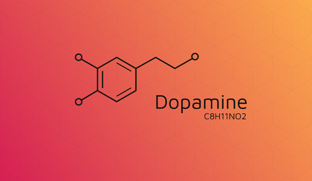 Dopamine molecular structure. Vector Chemical formula wallpaper. Cubic isometric pattern.のイラスト素材