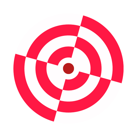 Archery target broken sectors. Red white. Icon, symbol, template. Vector illustration. White background. Eps10.のイラスト素材