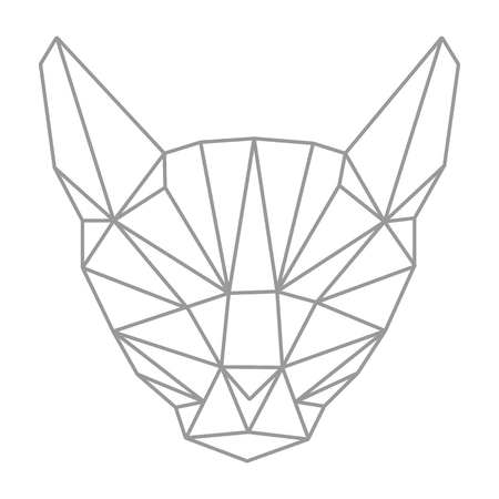 Lowpolygonal geometry, cat head. Outline style. Simple. Flat. Isolated. Vector illustration. Light background. Eps10.のイラスト素材